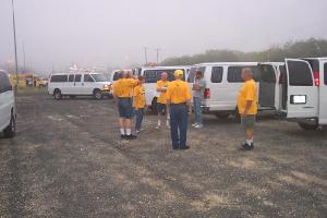 Hams waiting with SAG Vans